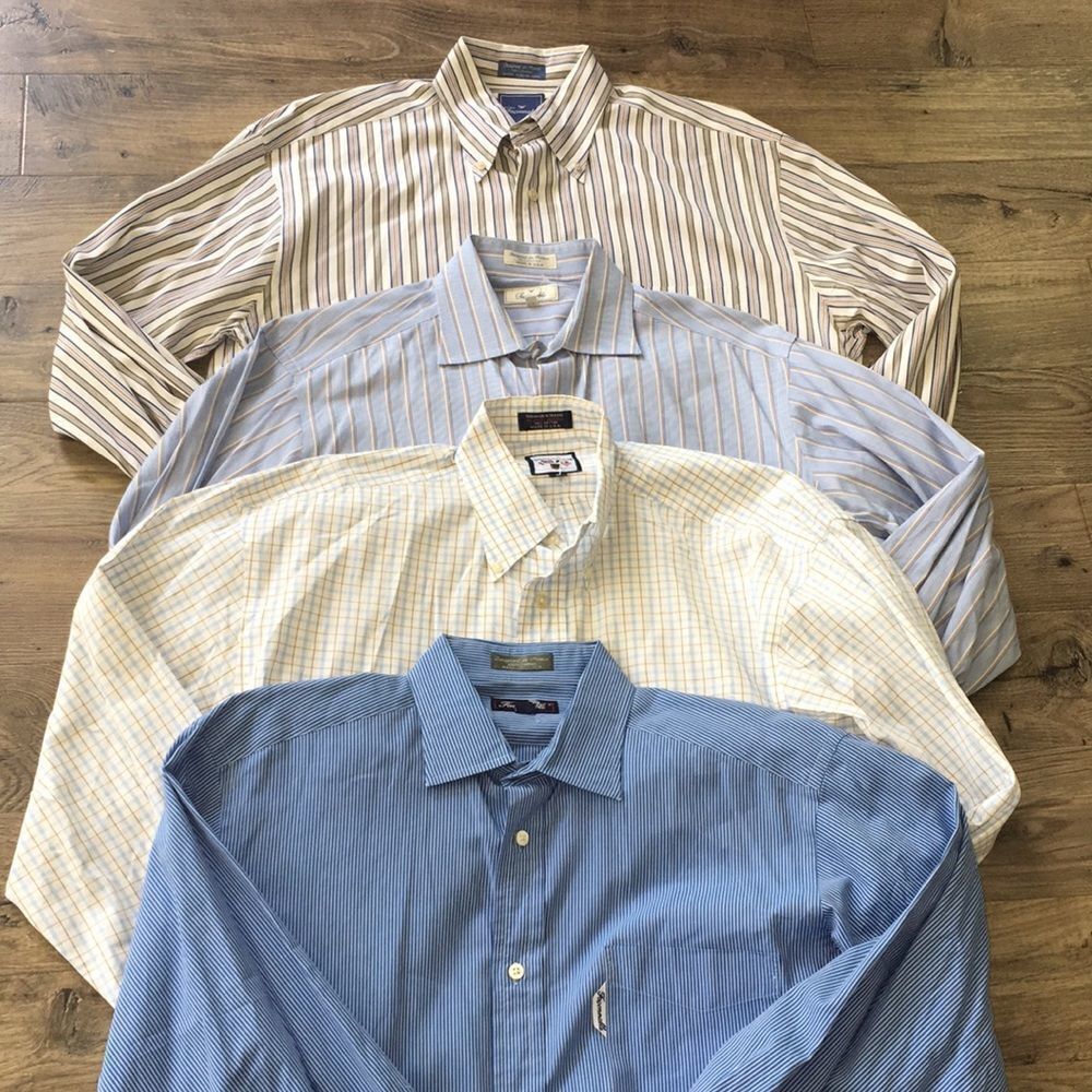 Lot of 4 Faconnable Mens Casual Dress Shirt M & L